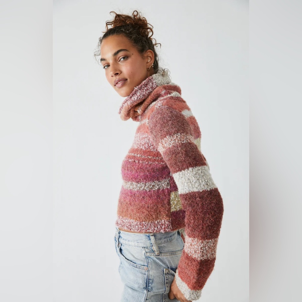 Free People My Girl Turtleneck Top in Sunburst Combo Size Large